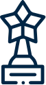 A blue and black image of an upside down letter h.